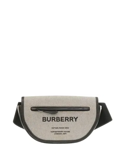 Pre-owned Burberry 2023-2026 Small Canvas Horseferry Olympia Belt Bag In Gray