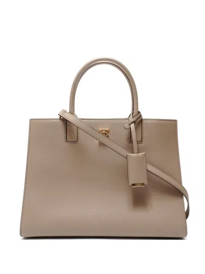 Pre-owned Burberry 2023s Frances Leather Tote Bag In Neutral