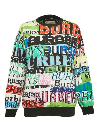 Pre-owned Burberry 2024 Graffiti Print Sweatshirt In Green