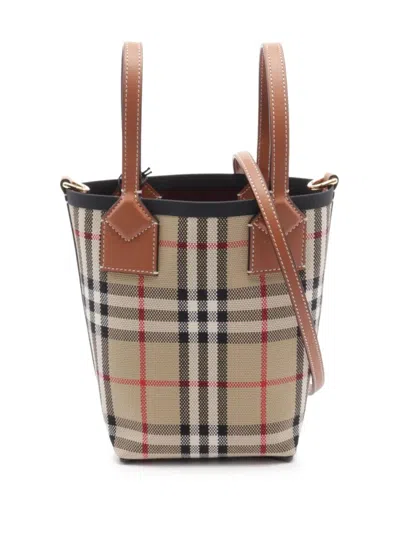 Pre-owned Burberry 20s Mini London Two-way Handbag In Neutrals