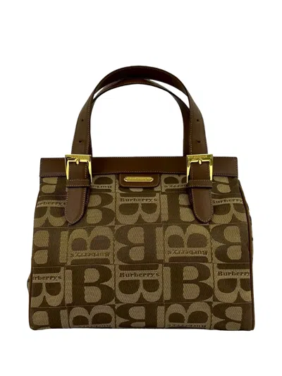Pre-owned Burberry 20th Century B Monogram Canvas Handbag In Brown