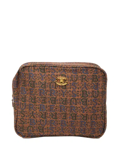 Pre-owned Burberry 20th Century Canvas Pouch In Brown