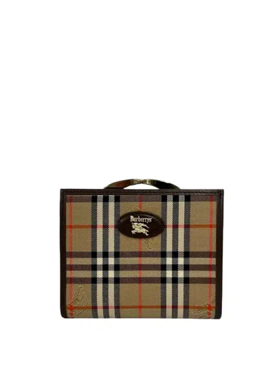 Pre-owned Burberry 20th Century Haymarket Check Canvas Bifold Wallet Small Wallets In Neutral