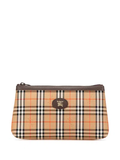 Pre-owned Burberry 20th Century Haymarket Check Canvas Clutch Bag