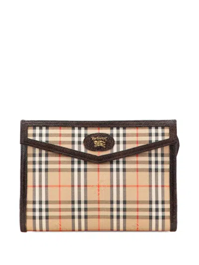 Pre-owned Burberry 20th Century Haymarket Check Canvas Clutch Bag