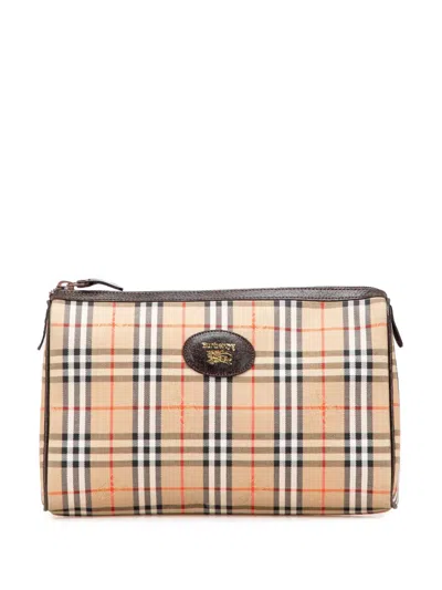 Pre-owned Burberry 20th Century Haymarket Check Canvas Clutch Bag