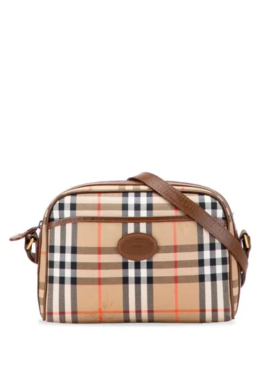Pre-owned Burberry 20th Century Haymarket Check Canvas Crossbody Bag In Brown