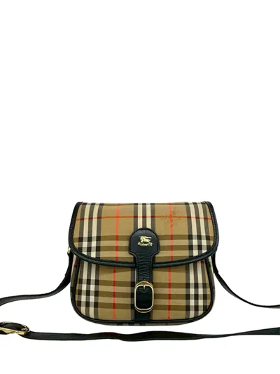 Pre-owned Burberry 20th Century Haymarket Check Canvas Crossbody Bag In Neutral
