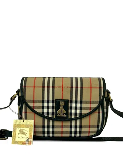 Pre-owned Burberry 20th Century Haymarket Check Canvas Crossbody Bag In Neutral