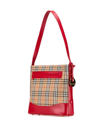 Pre-owned Burberry 20th Century Haymarket Check Canvas Shoulder Bag In Brown
