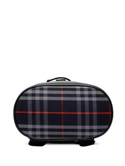 Pre-owned Burberry 20th Century House Check Canvas Backpack In Blue