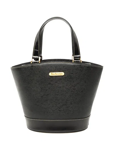 Pre-owned Burberry 20th Century Leather Bucket Bag In Black