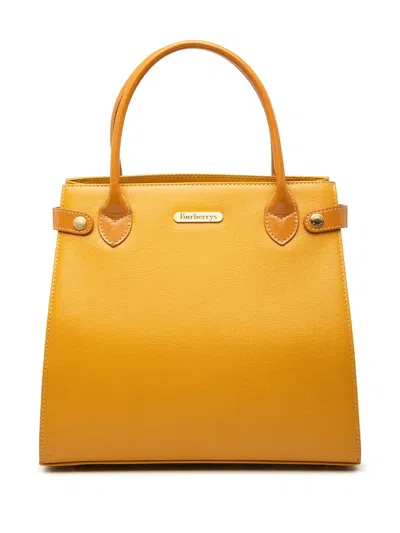 Pre-owned Burberry 20th Century Leather Handbag In Yellow