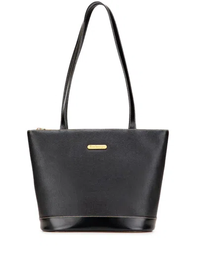Pre-owned Burberry 20th Century Leather Tote Bag In Black