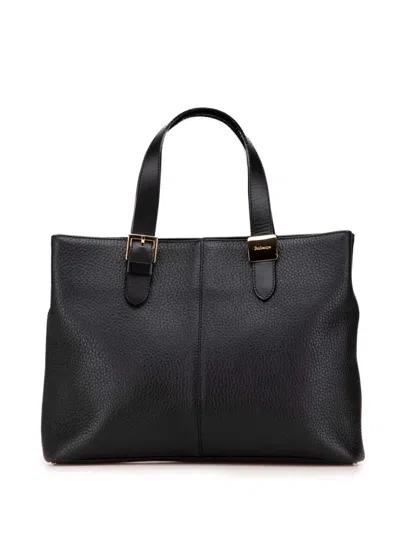 Pre-owned Burberry 20th Century Leather Tote Bag In Black