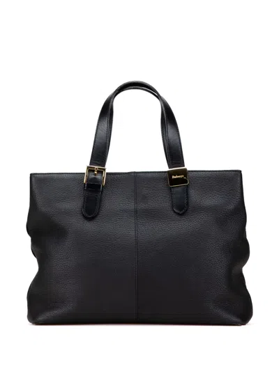 Pre-owned Burberry 20th Century Leather Tote Bag In Black