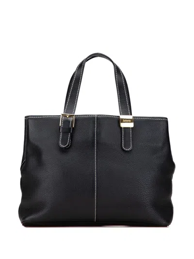 Pre-owned Burberry 20th Century Leather Tote Bag In Black