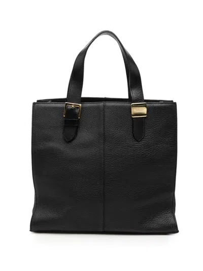 Pre-owned Burberry 20th Century Leather Tote Bag In Black