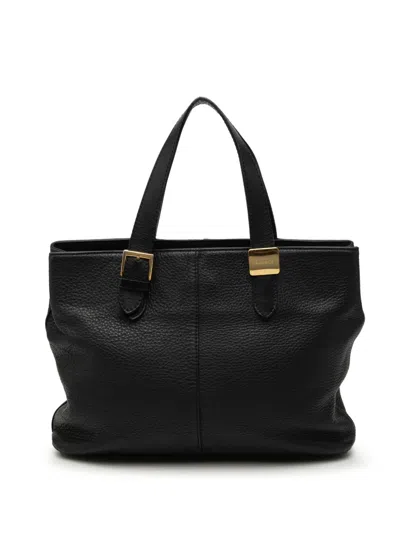 Pre-owned Burberry 20th Century Leather Tote Bag In Black