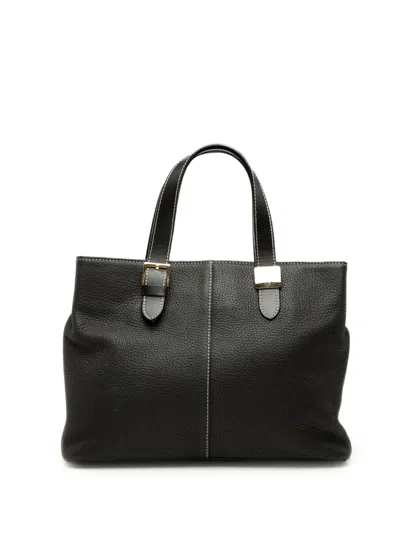 Pre-owned Burberry 20th Century Leather Tote Bag In Black
