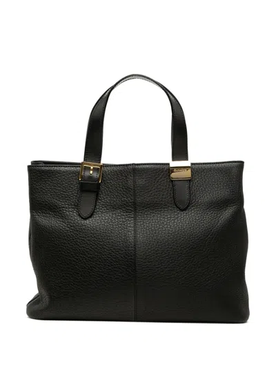 Pre-owned Burberry 20th Century Leather Tote Bag In Black