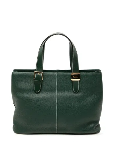 Pre-owned Burberry 20th Century Leather Tote Bag In Green