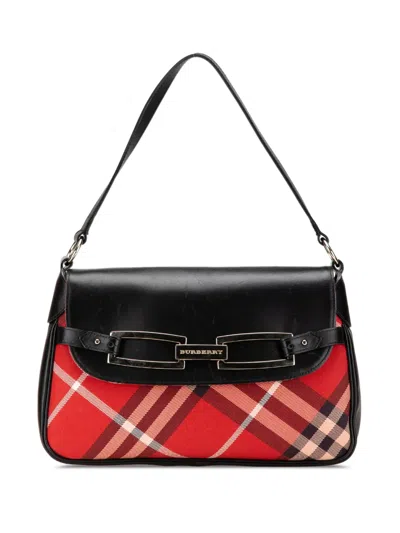Pre-owned Burberry 20th Century Supernova Check Canvas Flap Shoulder Bag