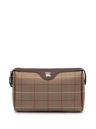 Pre-owned Burberry 20th Century Vintage Check Canvas Clutch Bag In Brown