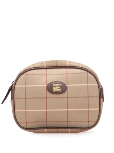 Pre-owned Burberry 20th Century Vintage Check Canvas Clutch Bag In Brown