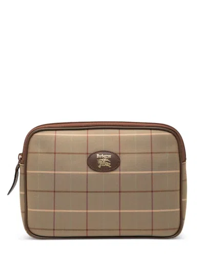 Pre-owned Burberry 20th Century Vintage Check Canvas Clutch Bag In Brown
