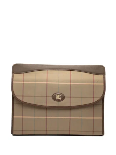 Pre-owned Burberry 20th Century Vintage Check Canvas Clutch Bag In Brown