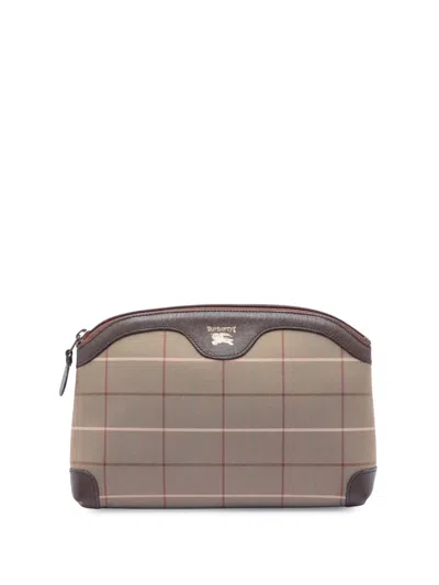 Pre-owned Burberry 20th Century Vintage Check Canvas Clutch Bag In Brown