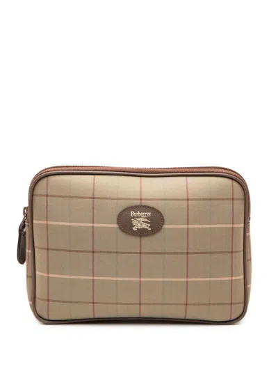 Pre-owned Burberry 20th Century Vintage Check Canvas Clutch Bag In Brown