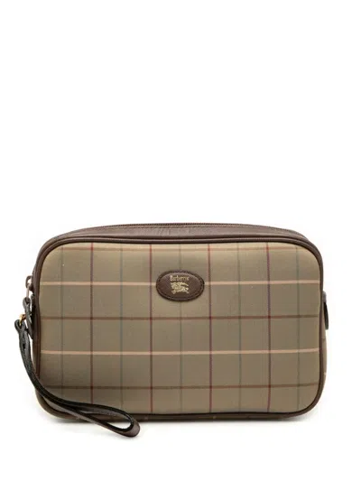 Pre-owned Burberry 20th Century Vintage Check Canvas Clutch Bag In Brown