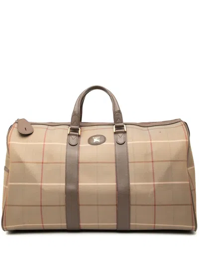 Pre-owned Burberry 20th Century Vintage Check Canvas Travel Bag In Brown