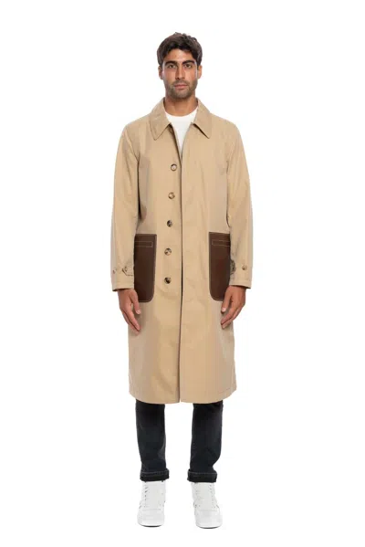 Pre-owned Burberry 2450$  Runway Cotton-gabardine Honey Trench Coat With Leather Pockets In Yellow