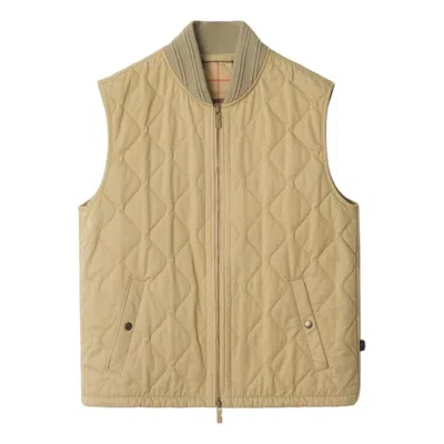Burberry 25 Quilted Gabardine Gilet 'beige' In Gray