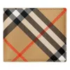 Burberry Check Pattern Beige Folding Wallet Men In Brown