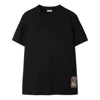 Burberry Men Black T-shirt T-shirt With Logo Patch With Tartan Motif In Cotton Man In Black