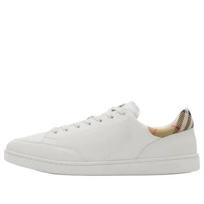 Burberry White Calf Leather Bos Taurus Low Top Sneakers
