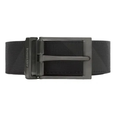 Burberry 26 Reversible Check Belt 'charcoal Graphite' In Black