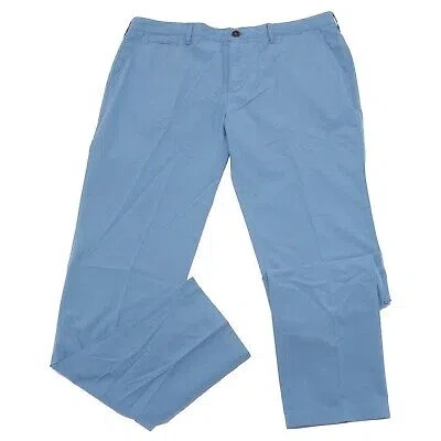 Pre-owned Burberry 2780w Pantalone Uomo  Brit Light Blue Cotton Trouser Men In Turchese