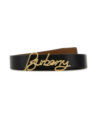 Burberry 30mm Black Calf Leather Belt In Multi