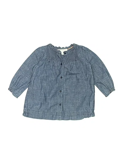 Pre-owned Burberry Babies' 3/4 Sleeve Button Down Shirt In Blue
