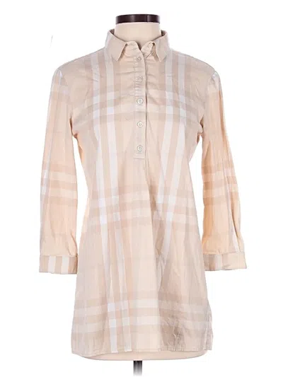Pre-owned Burberry 3/4 Sleeve Button Down Shirt In Tan