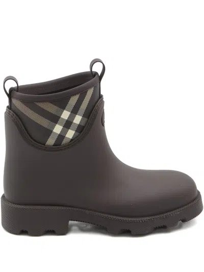 Burberry 35mm Check-pattern Pull-tabs Ankle Boots In Brown