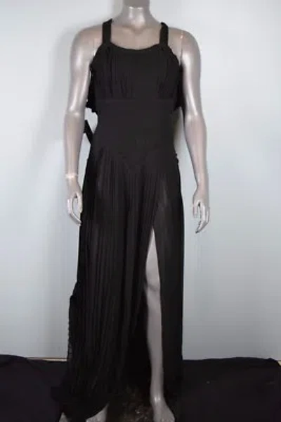 Pre-owned Burberry $3995  Prorsum Evening Long Silk Dress Sz 38 Eur Us 2 Black