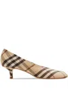 Burberry Check Low-heeled Shoes In Neutrals