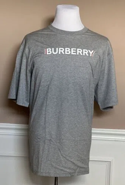 Pre-owned Burberry $480  Logo Pale Grey Cotton T-shirt 2xl (oversized) 8053012 In Gray