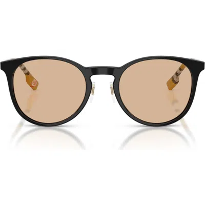 Burberry 51mm Round Sunglasses In Black